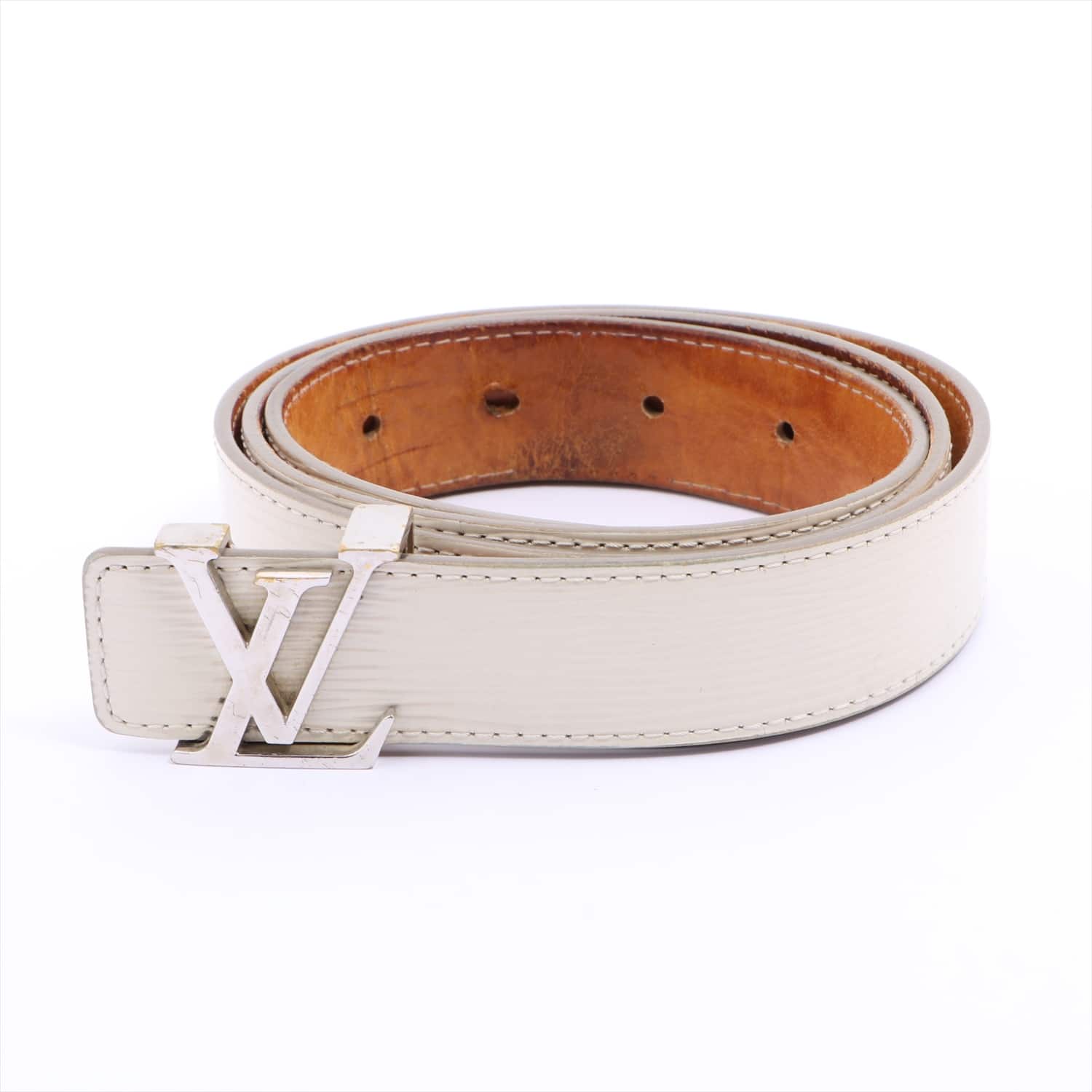 Louis Vuitton San Tulle Initial Belt 90/36 Leather Ivory CA0023