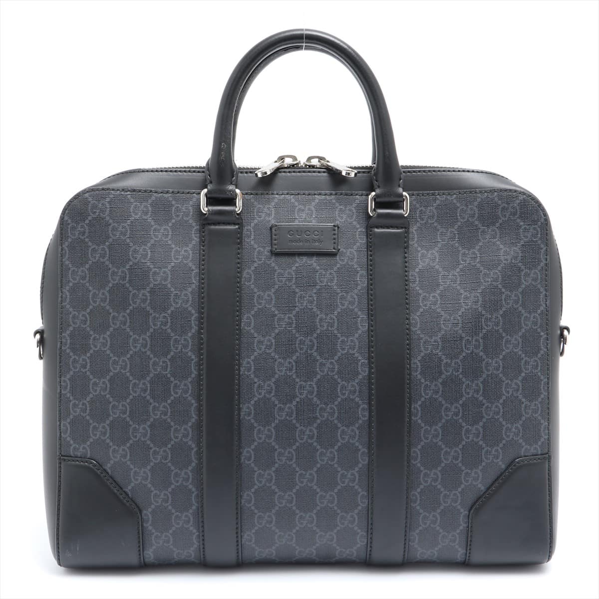 Gucci GG Supreme PVC & leather Business bag Black 474135