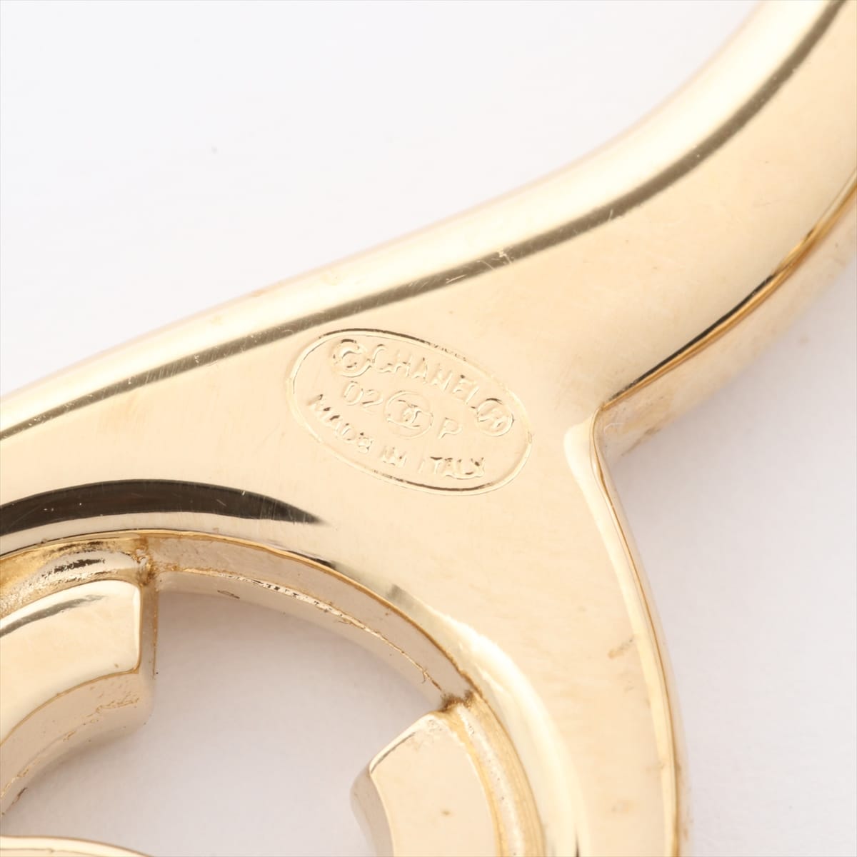 Chanel Brooch GP Gold 02P scissors pink rhinestones