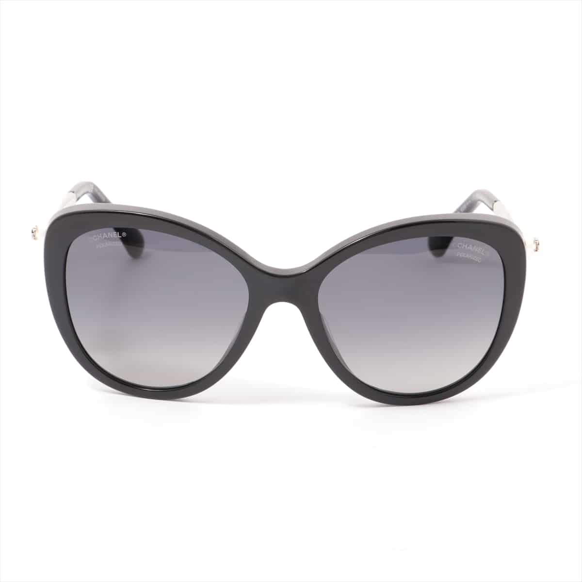 Chanel 5338-H-A Coco Mark Sunglass GP Black with faux pearls