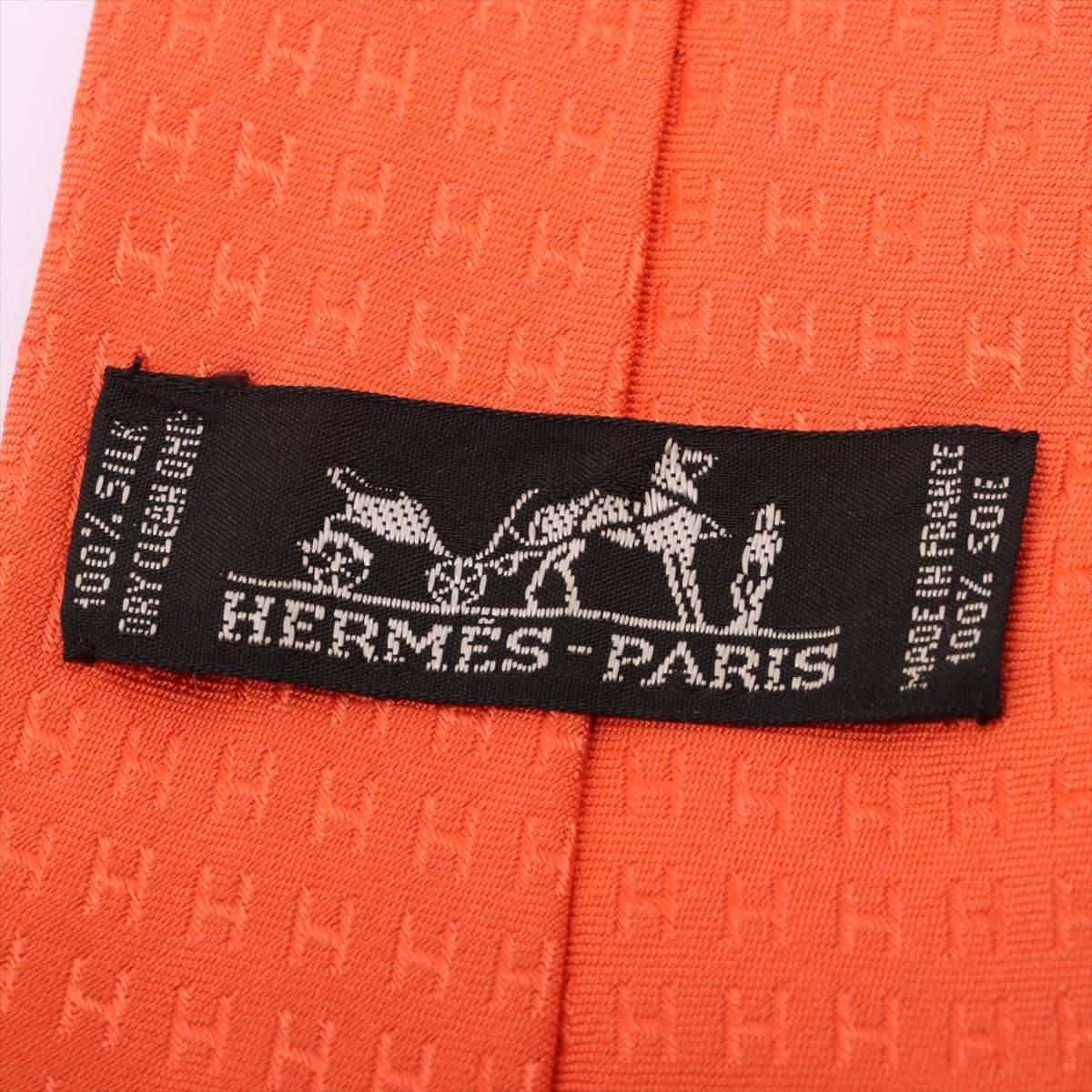 Hermès Faconnee H Necktie Silk Orange
