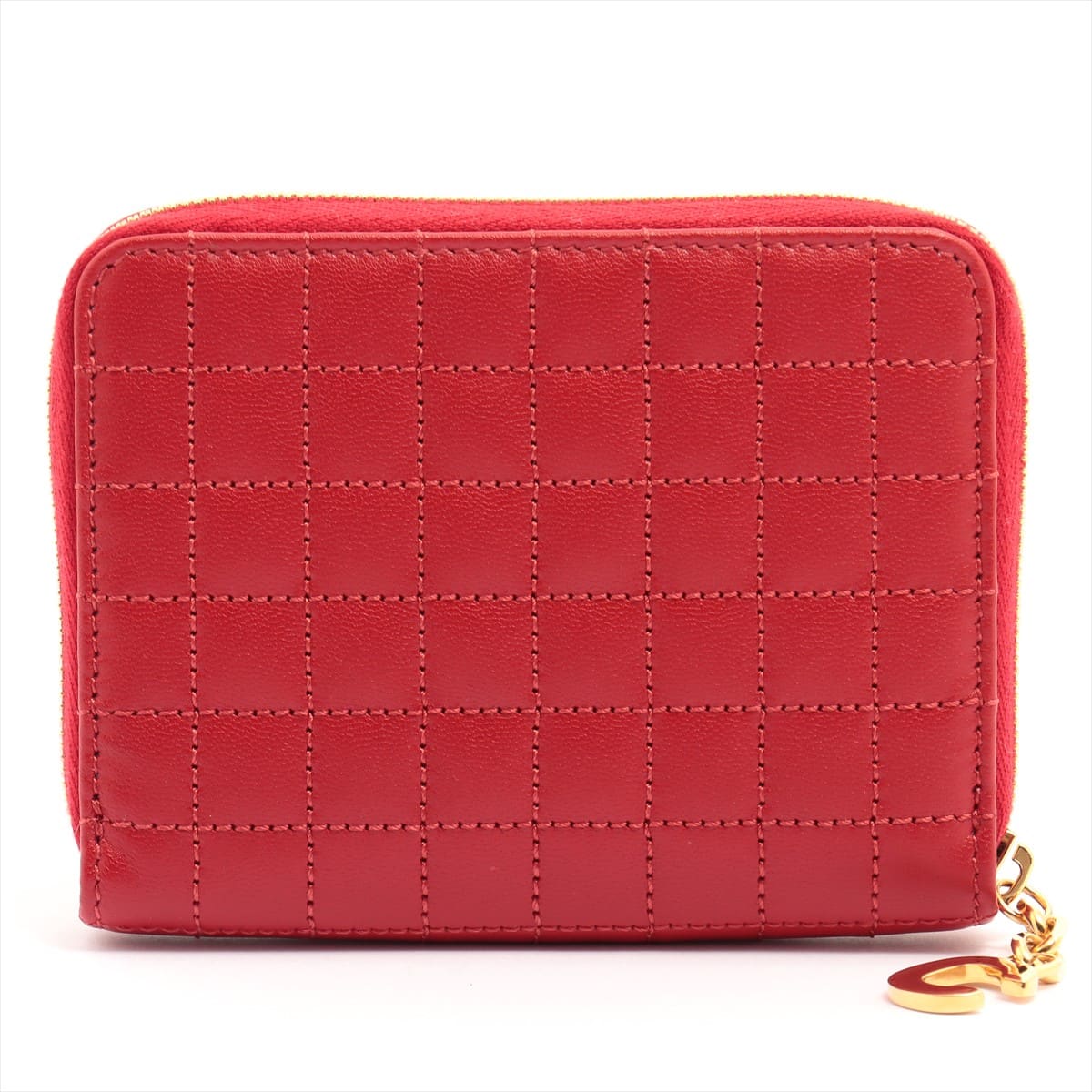 CELINE Leather Coin case Red
