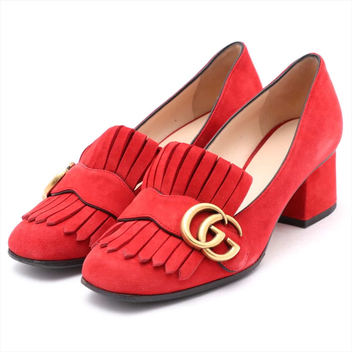 Gucci GG Marmont Suede & cashmere Pumps 36.5 Ladies' Castilian red × Noir