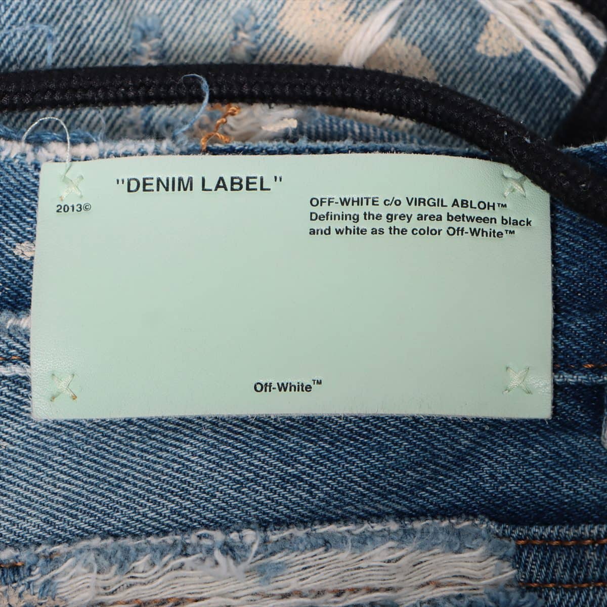 Off-White Cotton Denim pants 28 Men's Blue  Paint damage processing