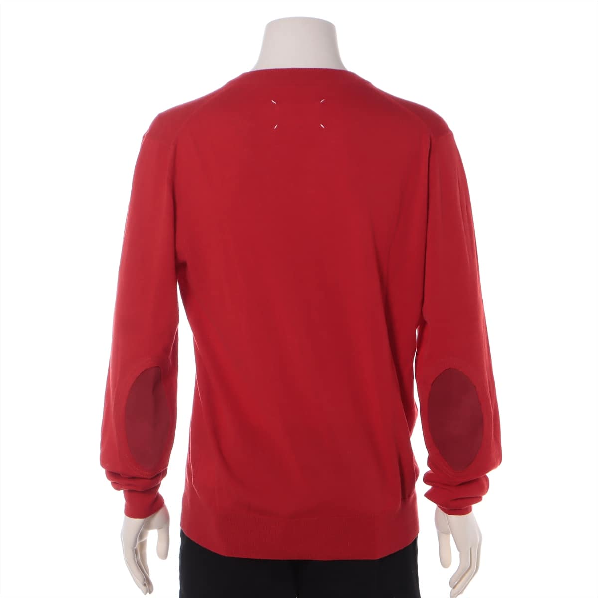 Maison Margiela Cotton & wool Knit L Men's Red  Elbow patch V-neck