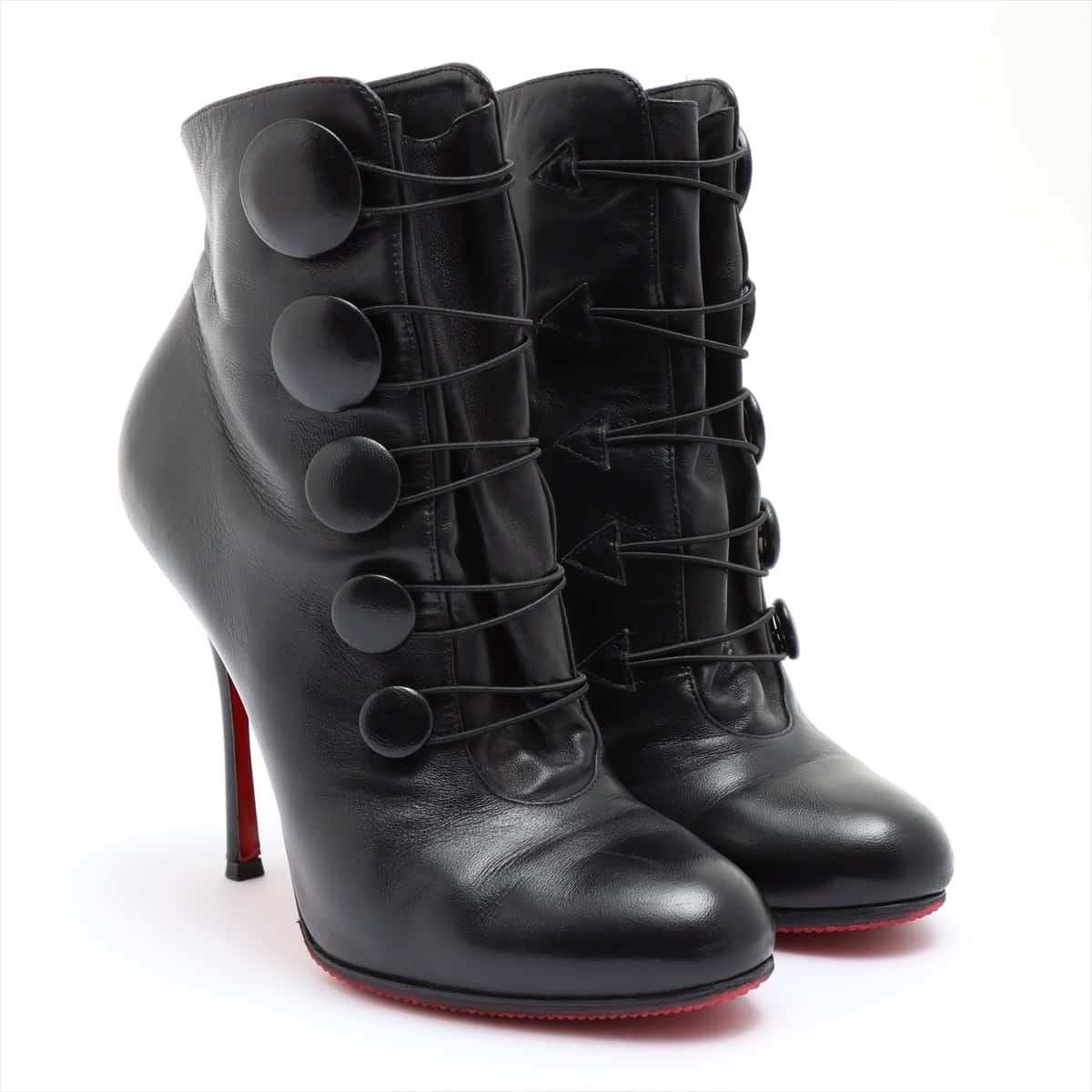 Christian Louboutin Leather Boots 37.5 Ladies' Black Has half rubber