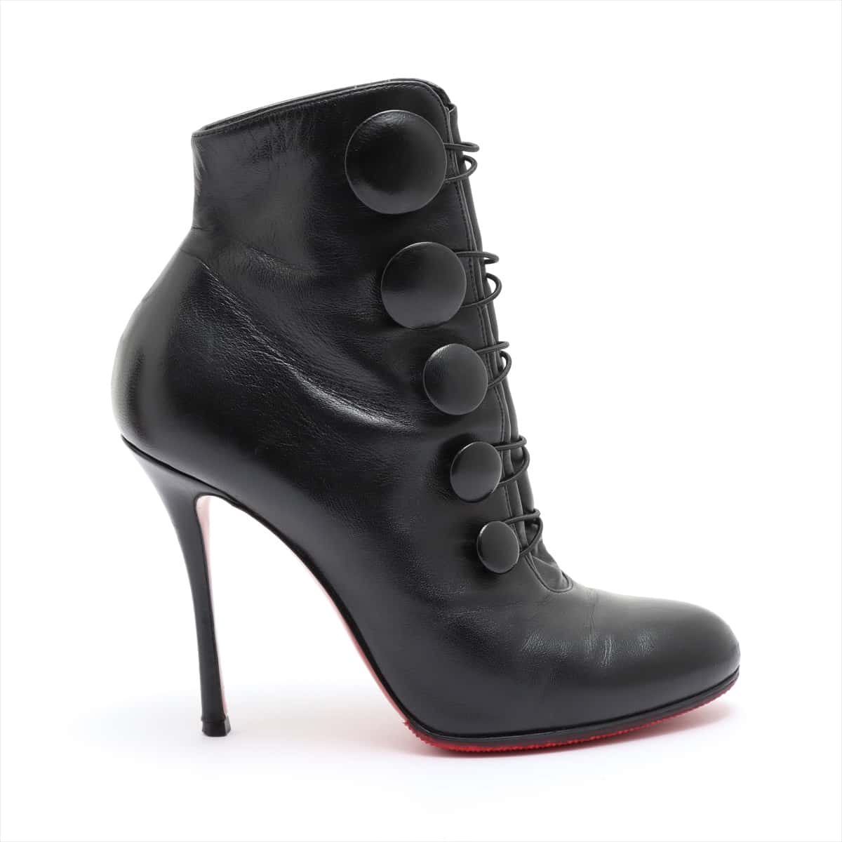 Christian Louboutin Leather Boots 37.5 Ladies' Black Has half rubber