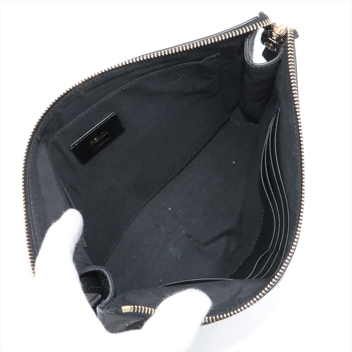 Fendi Monster Leather Clutch bag Black 7VA433