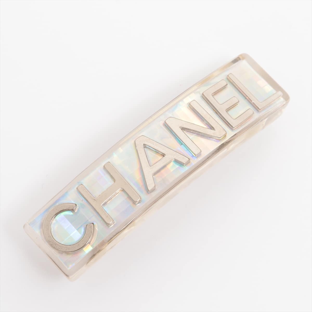 Chanel Logo 97P Barrette Plastic Clear