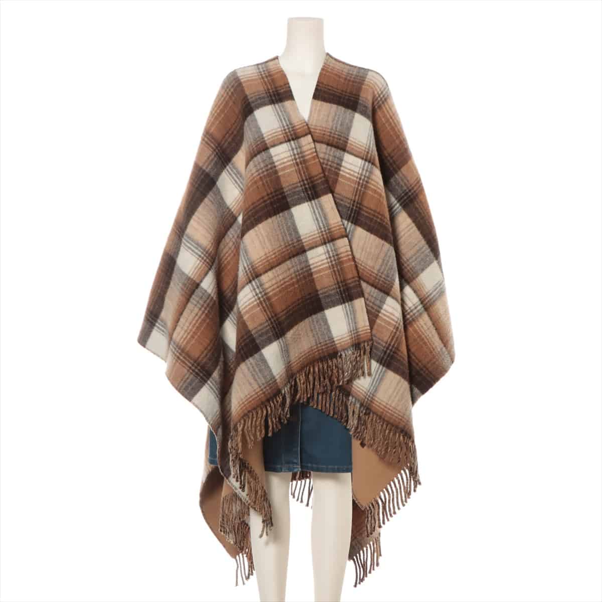 Gucci Wool Poncho One size fits all Unisex Brown  GG Reversible