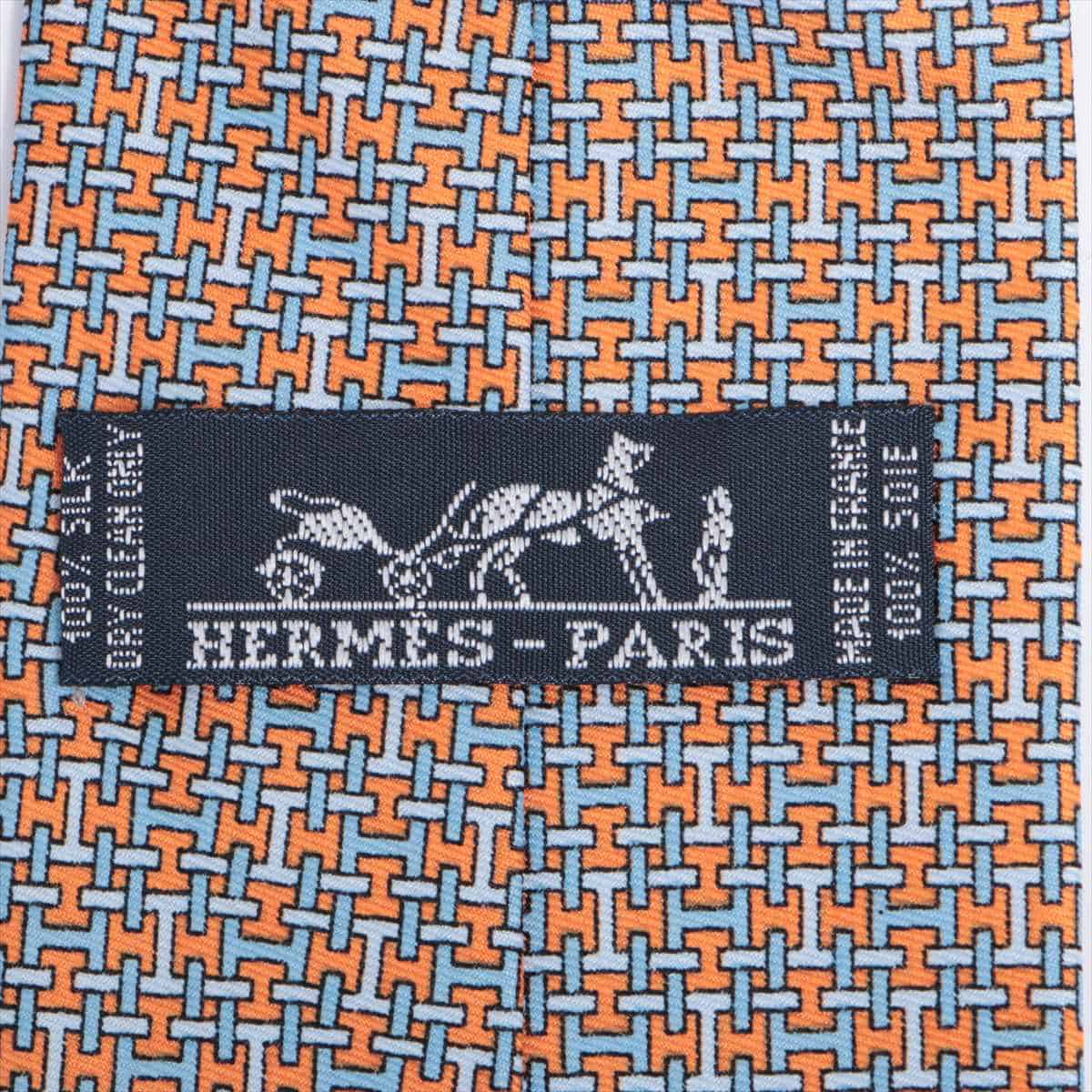 Hermès H Logo Necktie Silk Orange