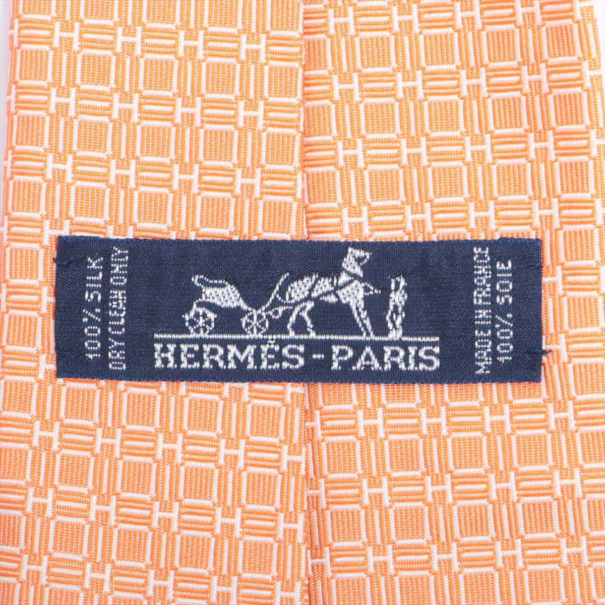 Hermès H Logo Necktie Silk Orange Wears