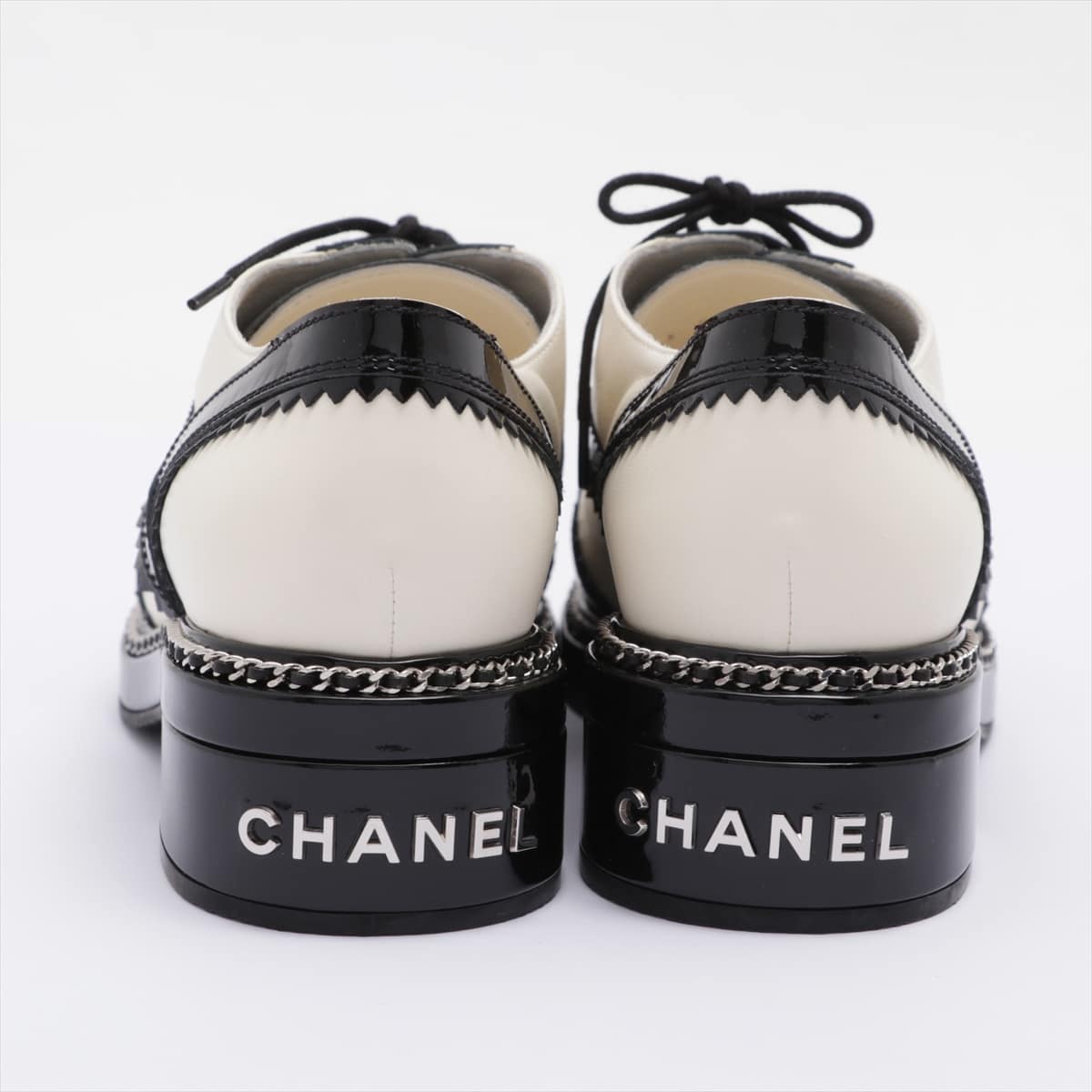 Chanel Leather & patent Dress shoes 38 Ladies' Black × White G35316 wingtip