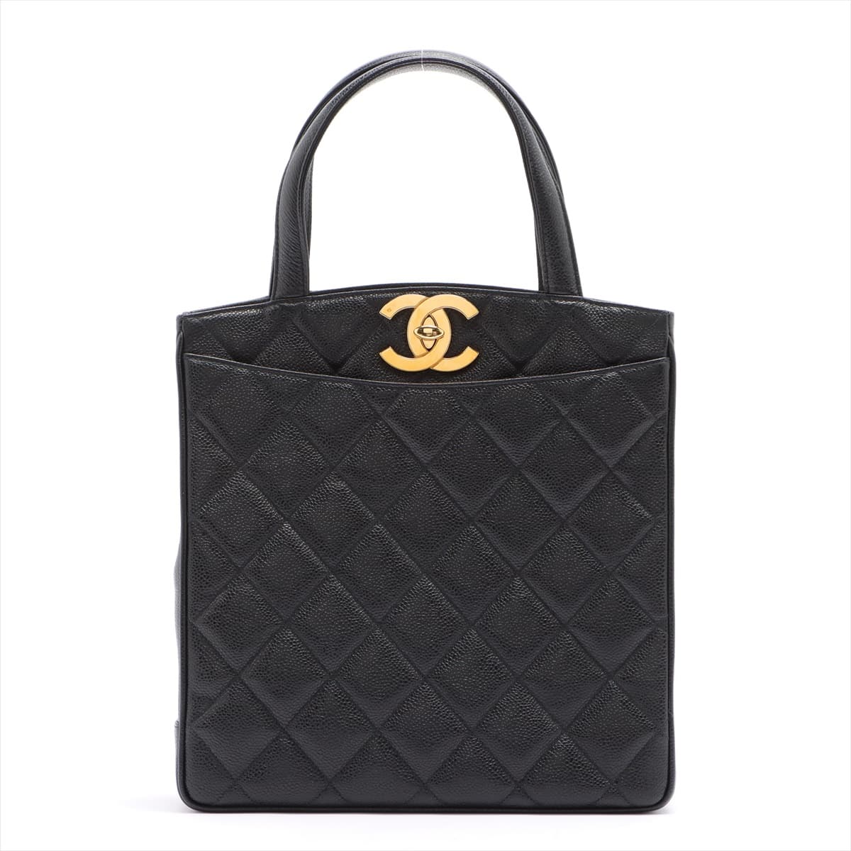 Chanel Matelasse Caviarskin Hand bag Black Gold Metal fittings 3XXXXXX