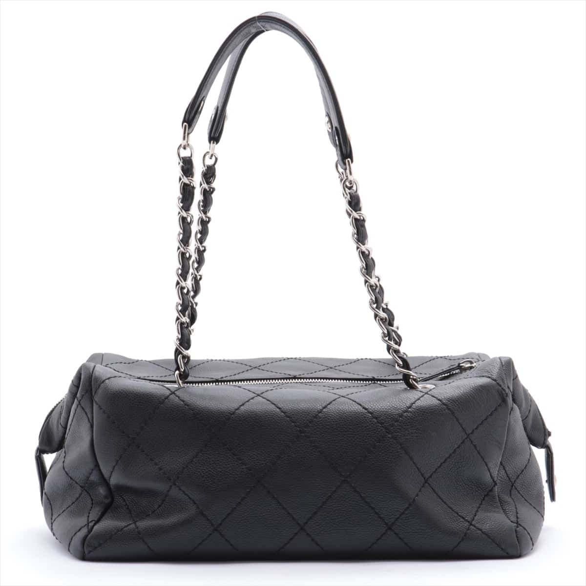 Chanel Matelasse Caviarskin Boston bag Chain Black Silver Metal fittings 12XXXXXX