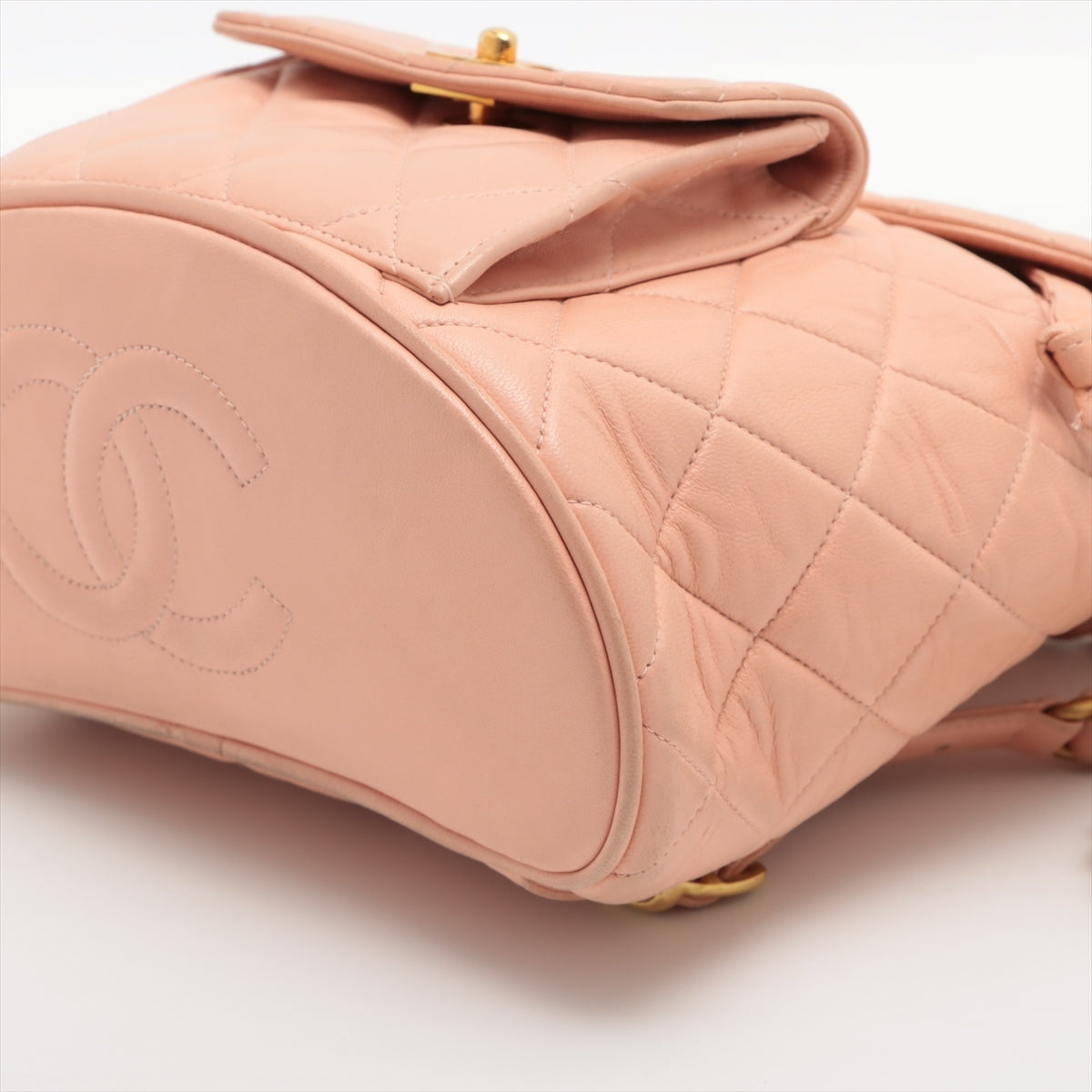 Chanel Matelasse Lambskin Chain Backpack Pink Gold Metal Fittings