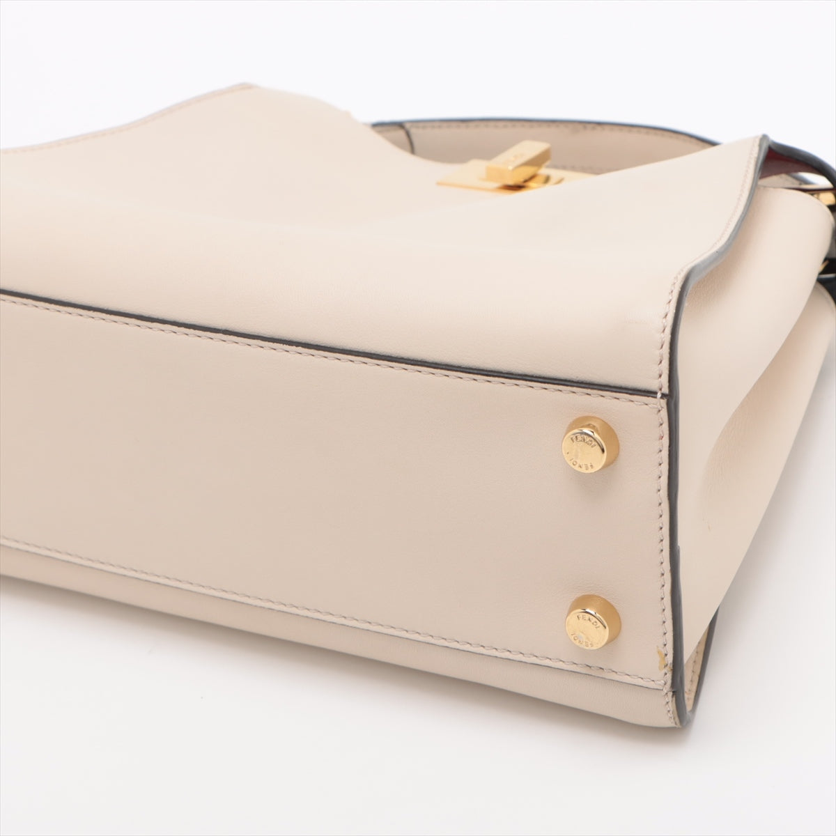Fendi Peekaboo Essentially Leather Handbag Ivory 8BN302