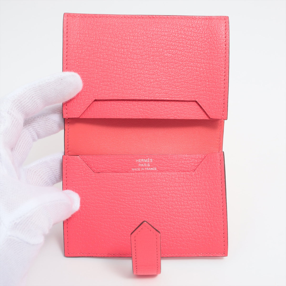 Hermès Bearn Chèvre Mysore Card Case Pink Silver Metal Fittings B: 2023