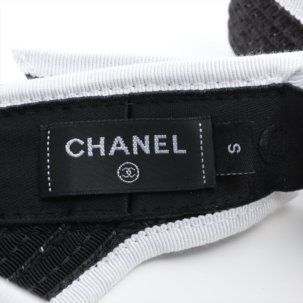 Chanel Coco Mark 22P Visor S Straw Black Fluff With odor Stained