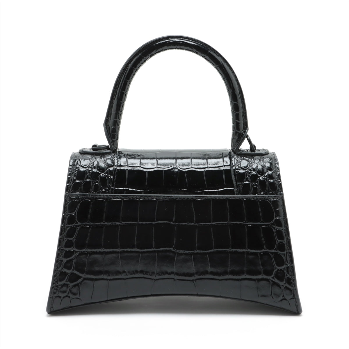 Balenciaga Hourglass Mock Croc 2 Way Handbag Black 593546