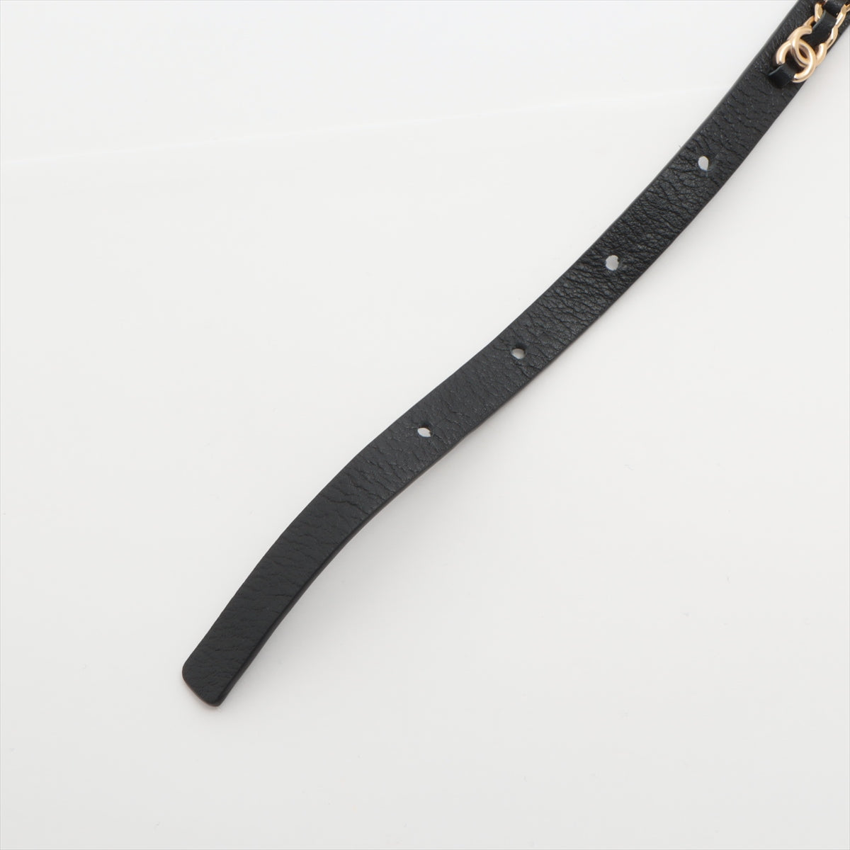 Chanel Coco Mark Ribbon A22A Belt 75/30 GP & Leather Black