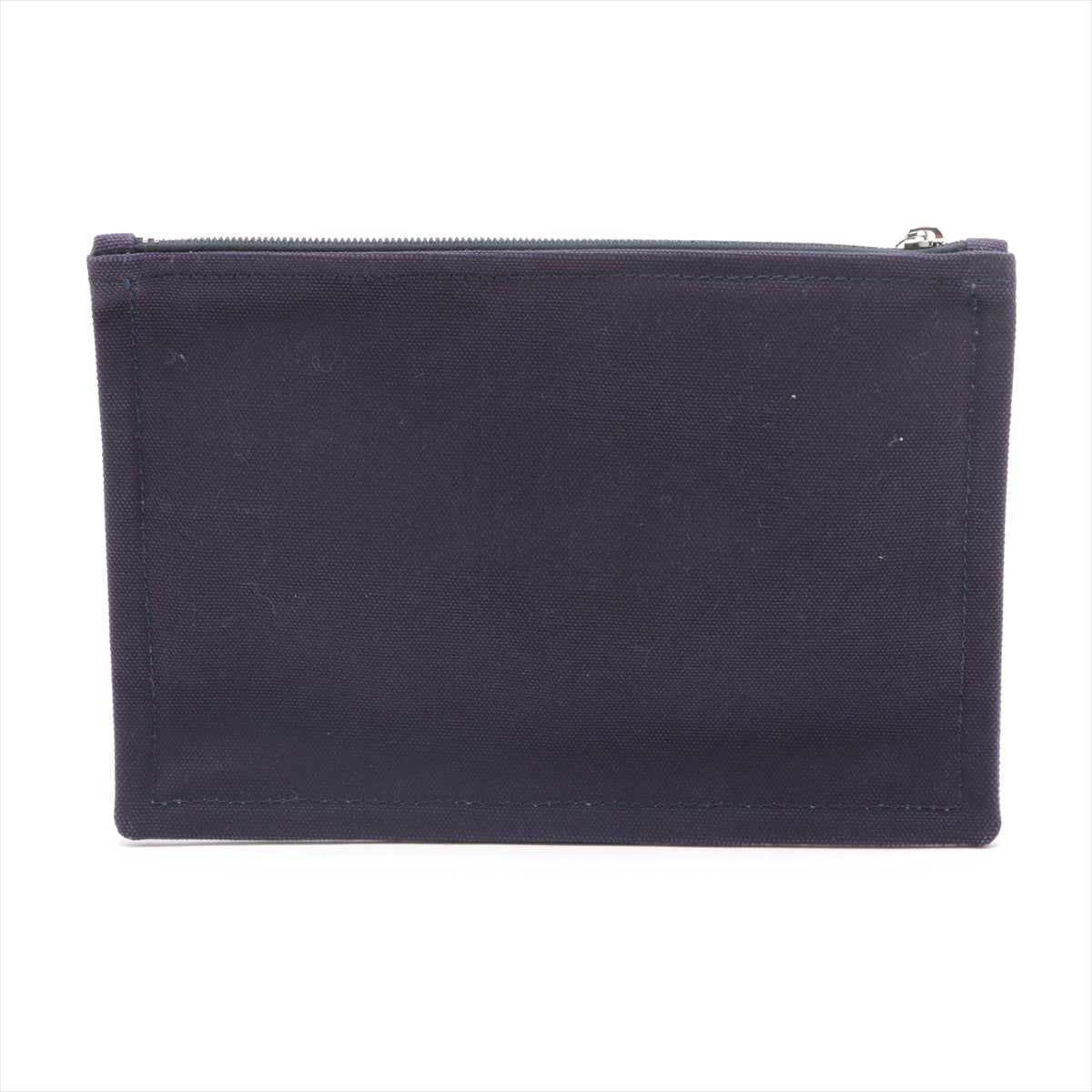 Hermès Yachting Flat PM canvas Pouch Purple Silver Metal fittings
