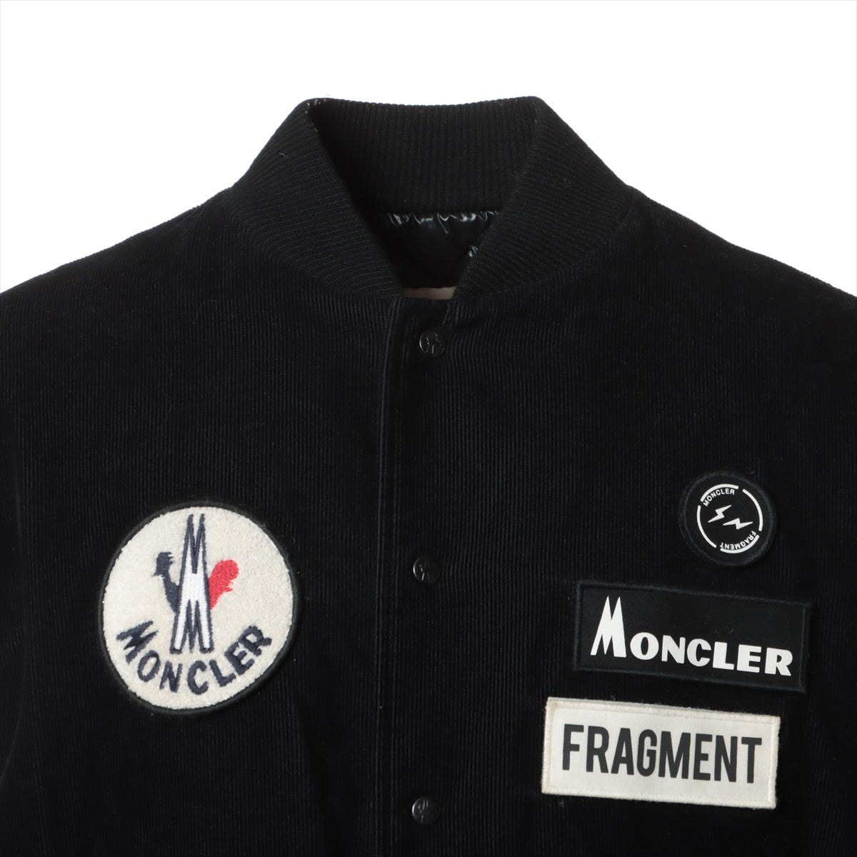Moncler Genius Fragment SVEN 18 years Cotton & Wool Down jacket 1 Men's Black × White  Hiroshi Fujiwara Corduroy Stadium jumper