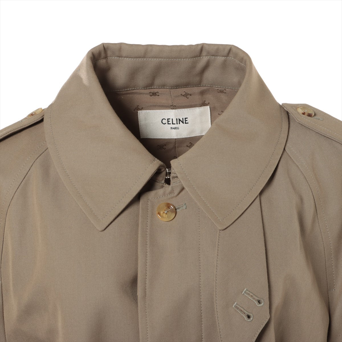 Celine Hedi Period Cotton & Wool Trench Coat 42 Ladies' Beige  2M332984C Oversized belted