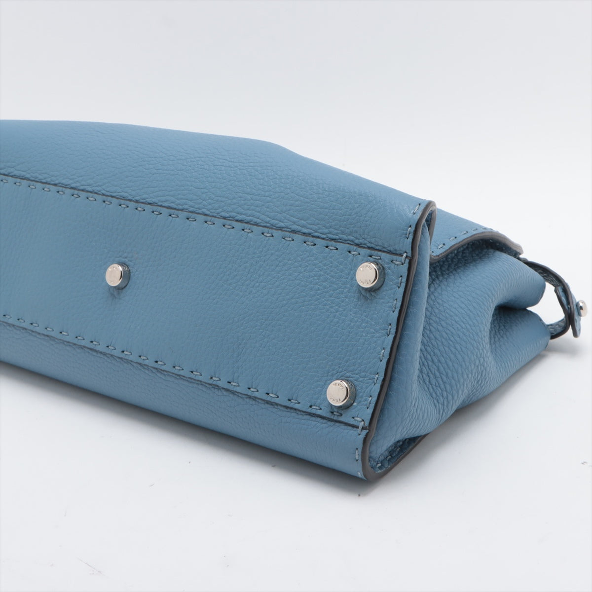 Fendi PEEKABOO REGULAR Selleria Leather Handbag Blue 8BN290