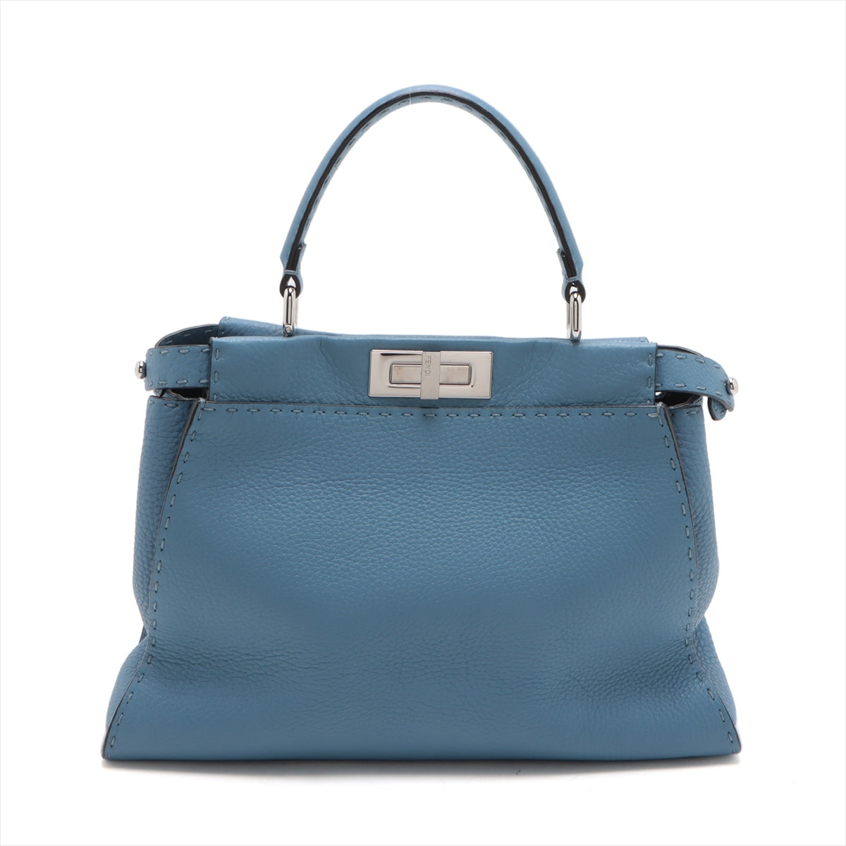 Fendi PEEKABOO REGULAR Selleria Leather Handbag Blue 8BN290