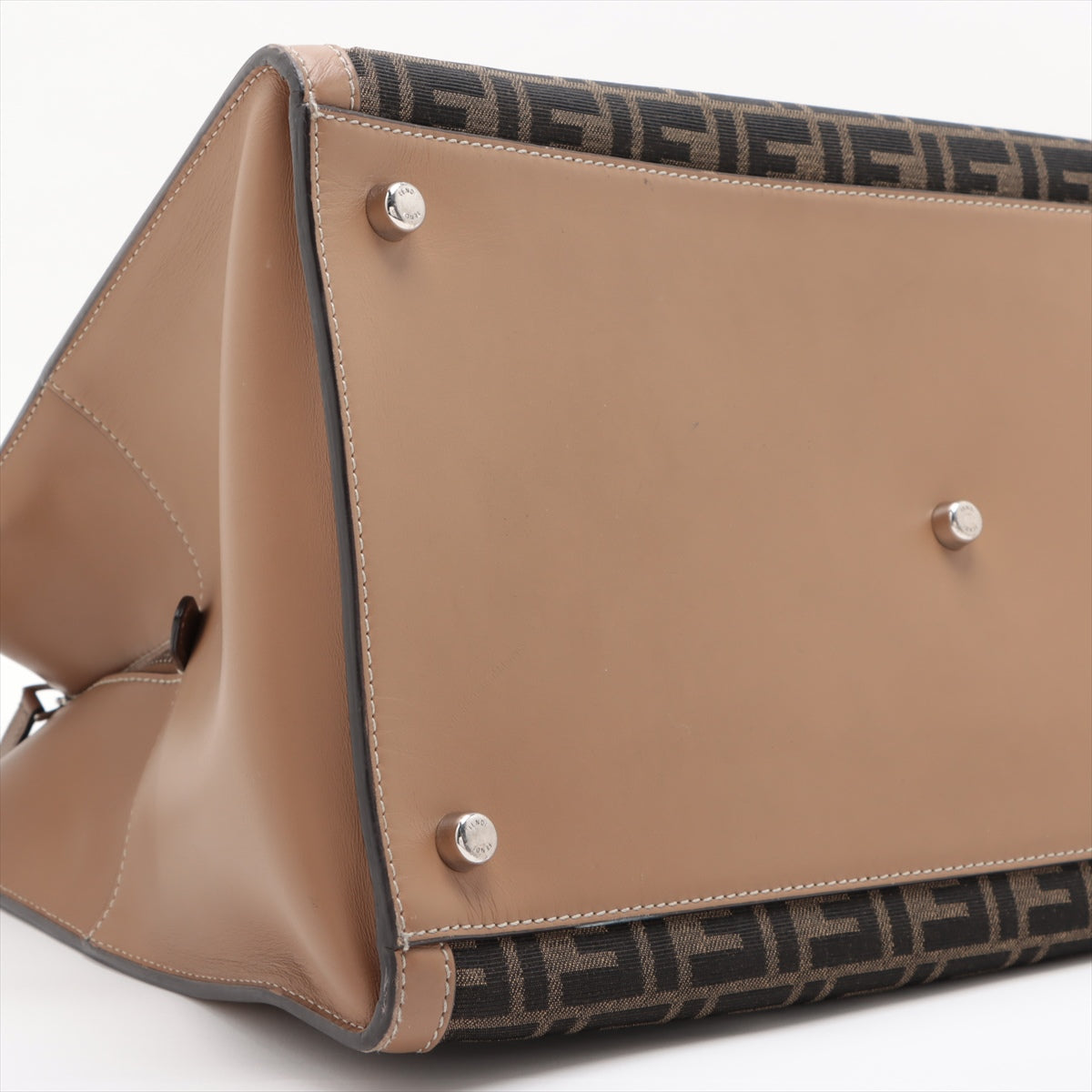Fendi ZUCCa Peek-a-boo ICU Co., Ltd. Forty 8 Canvas & Leather Tote Bag Brown 7VA566
