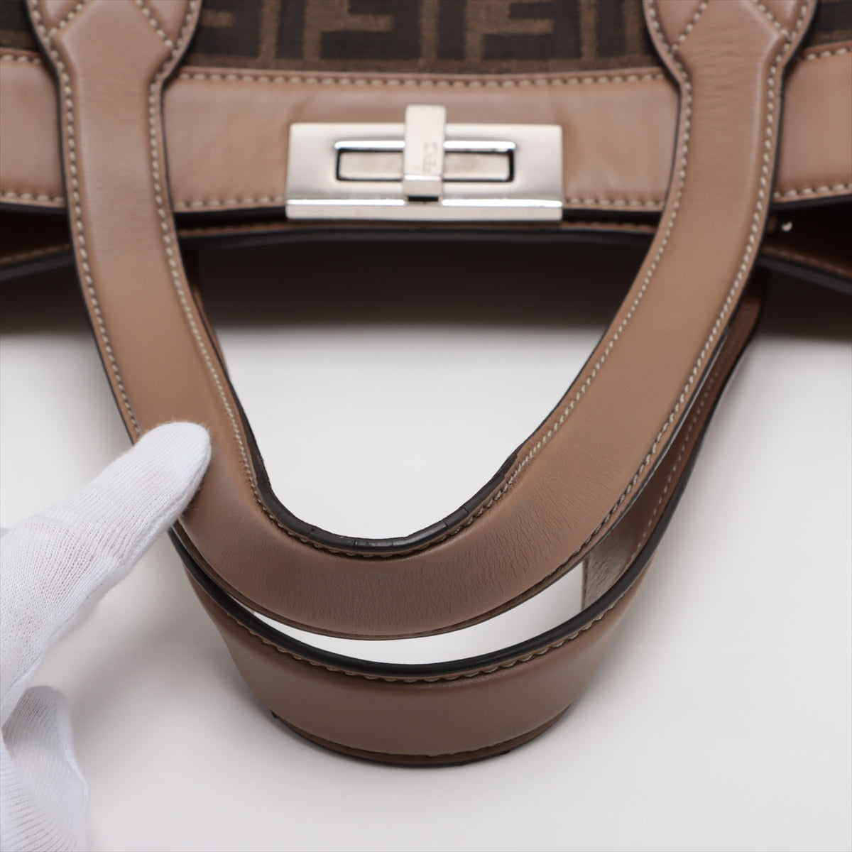 Fendi ZUCCa Peek-a-boo ICU Co., Ltd. Forty 8 Canvas & Leather Tote Bag Brown 7VA566