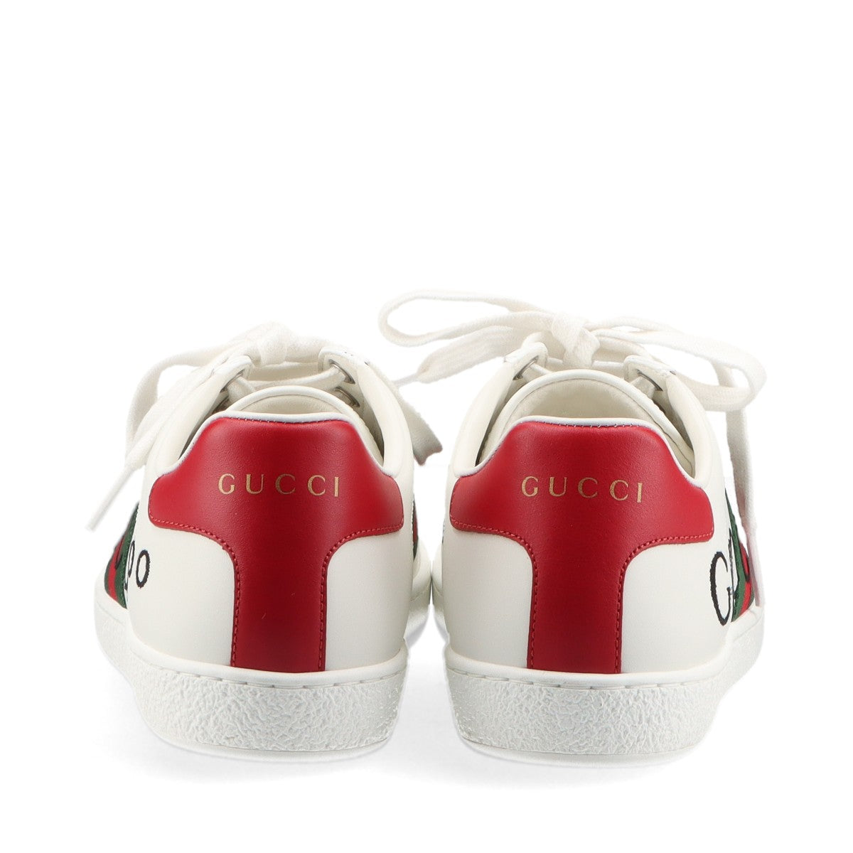 Gucci ACE Leather Sneakers 36 Ladies' Red x white 100th anniversary Sherry Line 677718 Replaceable cord storage bag There is a box
