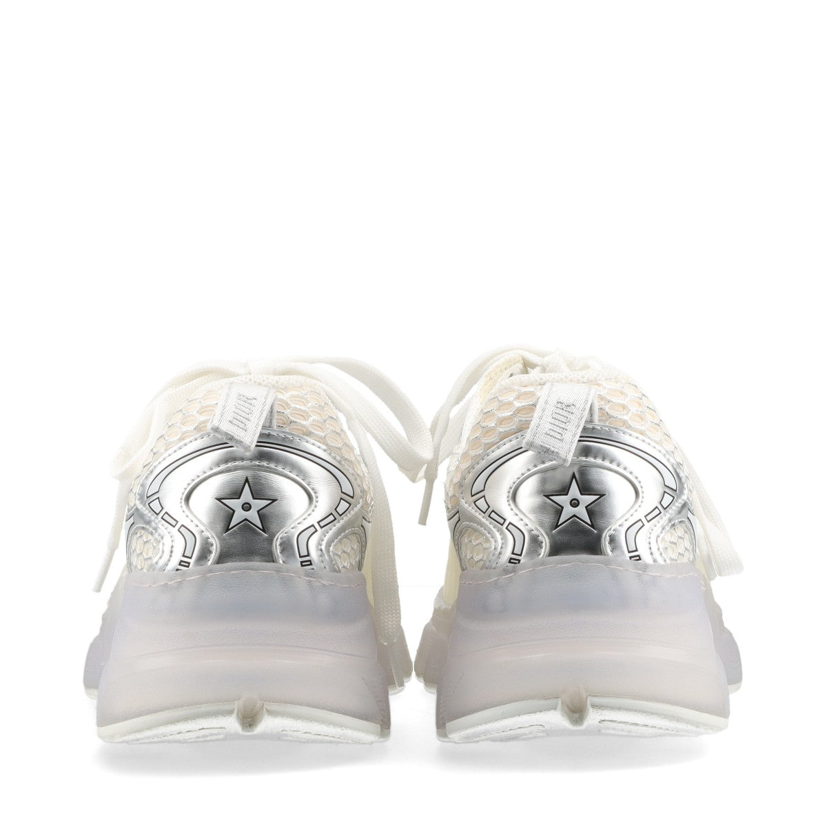 Christian Dior DIOR VIBE Leather × Rubber Sneakers 39.5 Ladies' silver x white Mesh logo charm