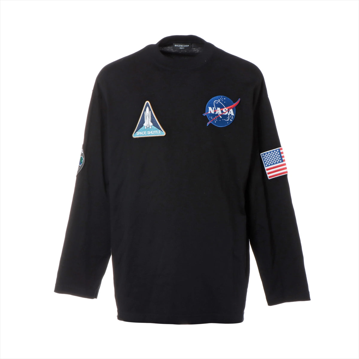 Balenciaga 21 years Cotton & Polyester Long T shirts XXS Unisex Black  662496 NASA emblem back logo Oversized