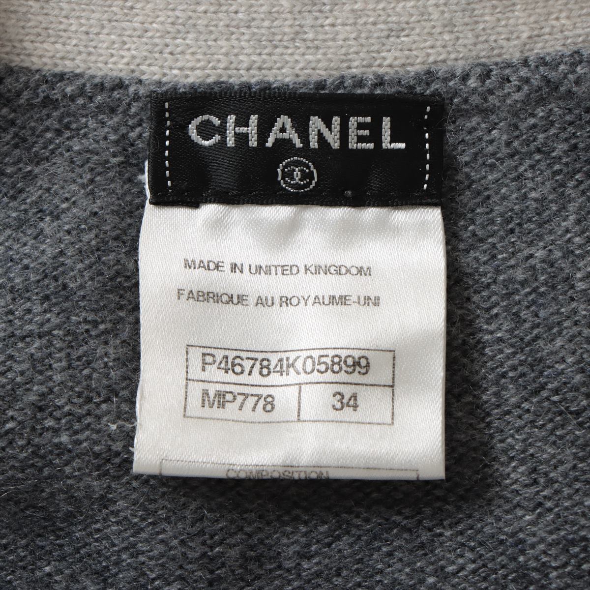 Chanel Coco Button Cashmere Cardigan 34 Ladies' Blue x gray  P46784