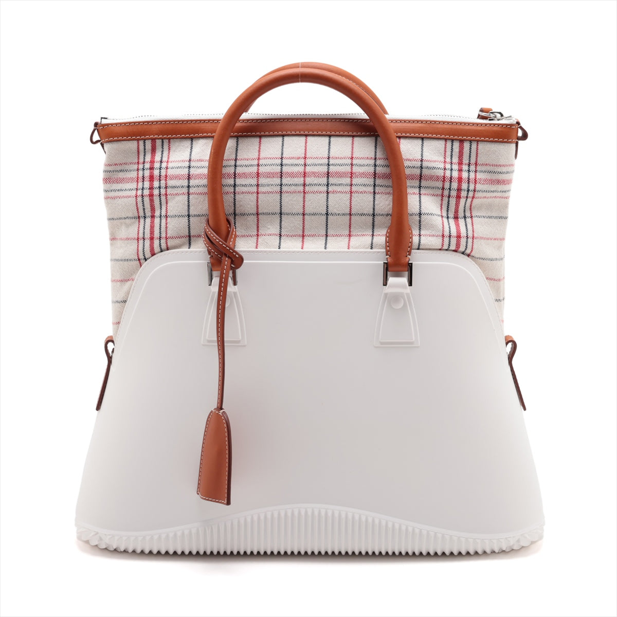 Maison Margiela 5AC Leather × Rubber 2 Way Handbag White