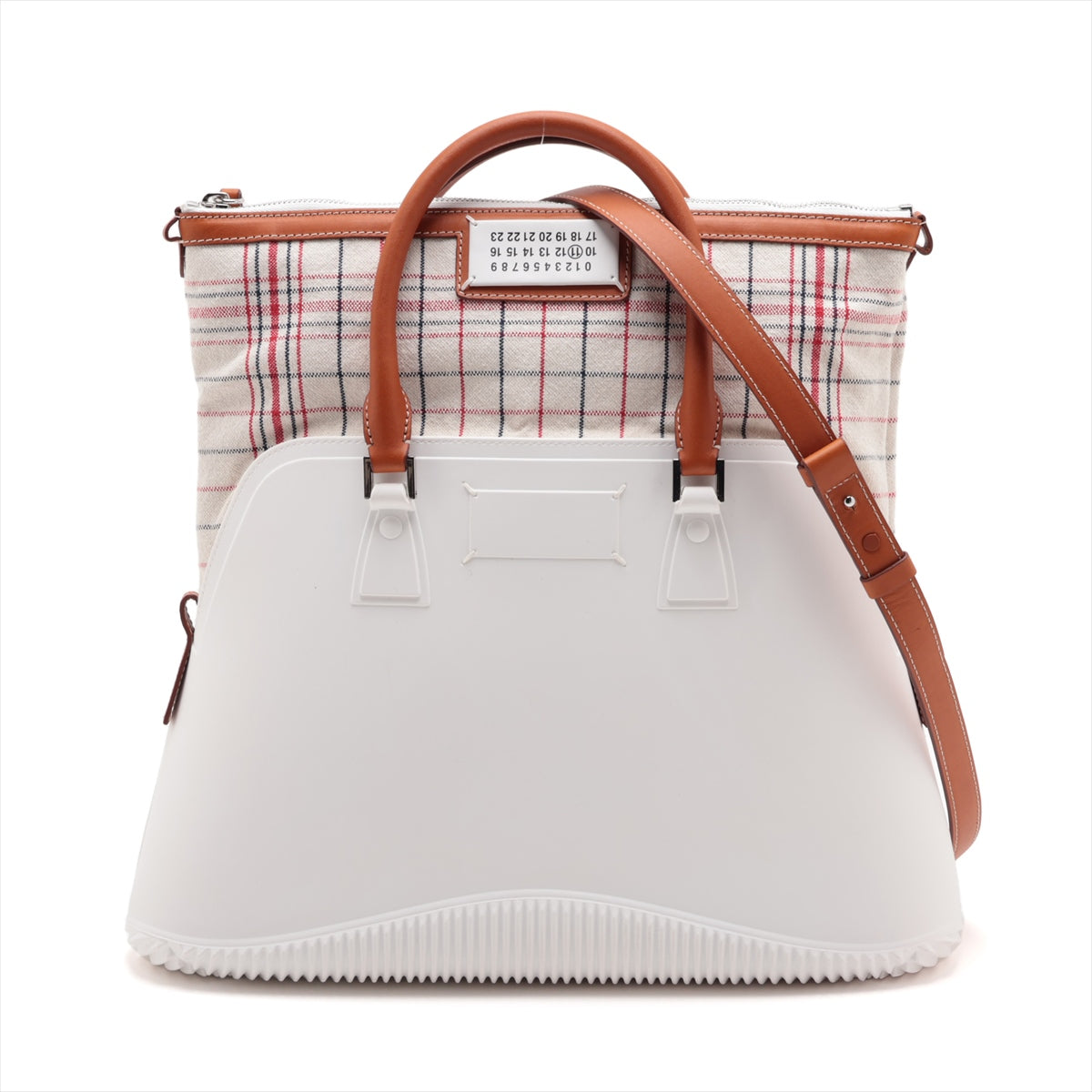 Maison Margiela 5AC Leather × Rubber 2 Way Handbag White