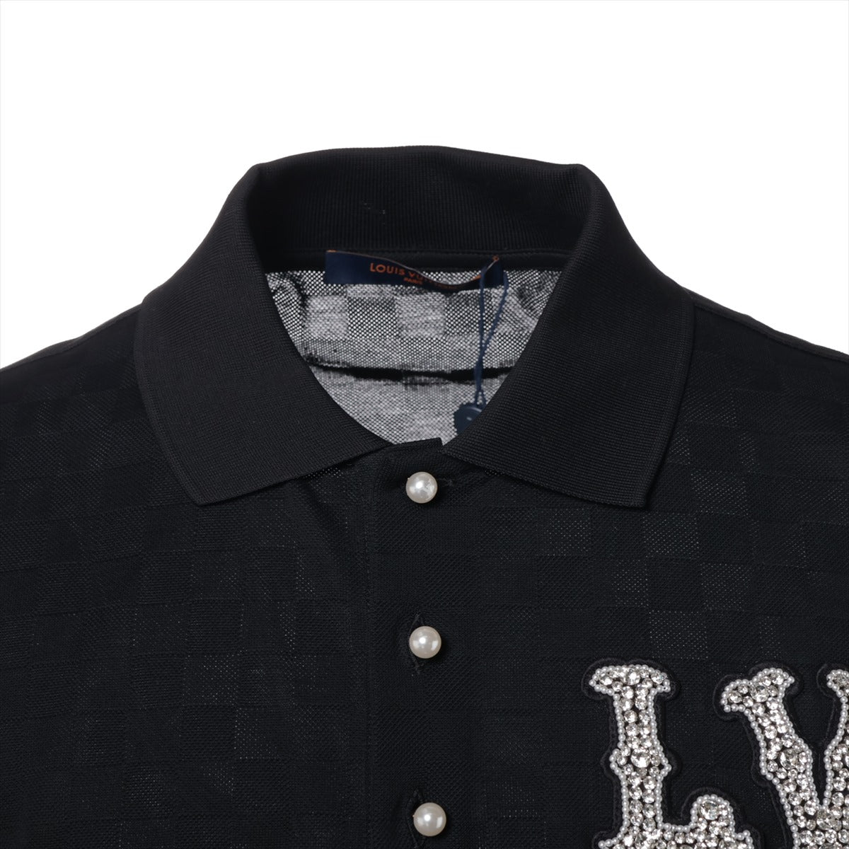 Louis Vuitton 24SS Cotton Polo shirt XL Men's Black  RM241 1AFJEN COTTON PIQUE POLO WITH EMBROIDED LV PATCH