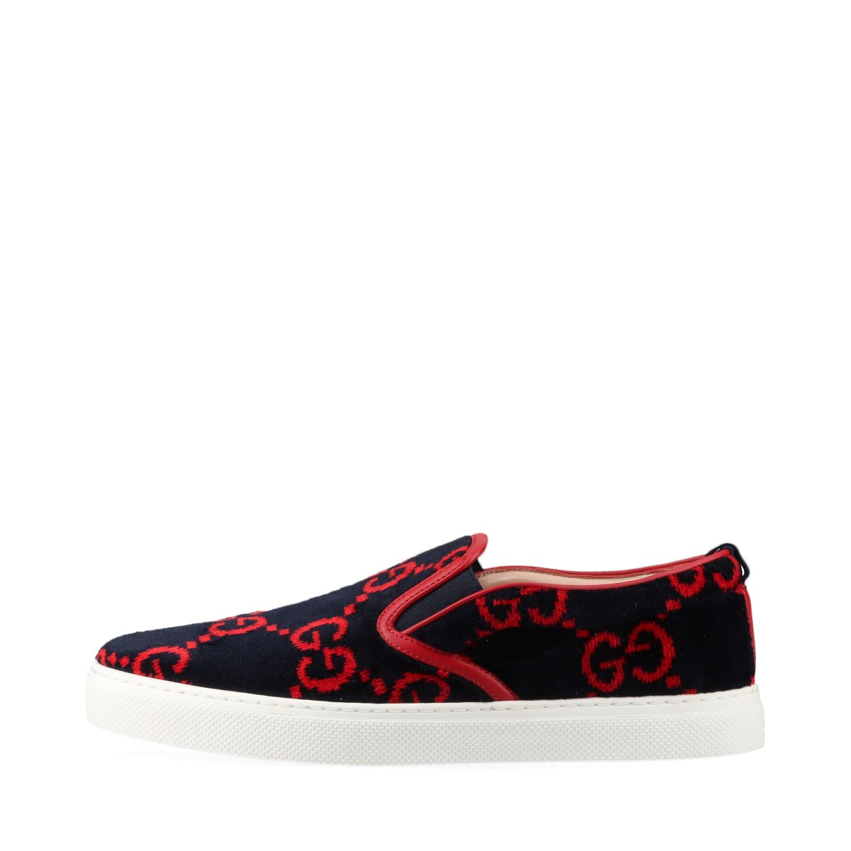Gucci GG pattern Velour & leather Slip-on US9 1/2 Men's Navy x red 407363 There is a zero mark on the back of the shootang Family sale item box There is a bag