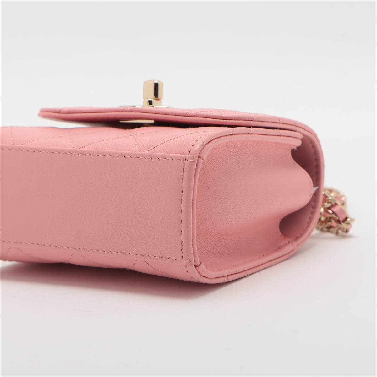 Chanel Mini Mini Matelasse Lambskin Single flap single chain bag Pink Gold Metal fittings 27th A81633