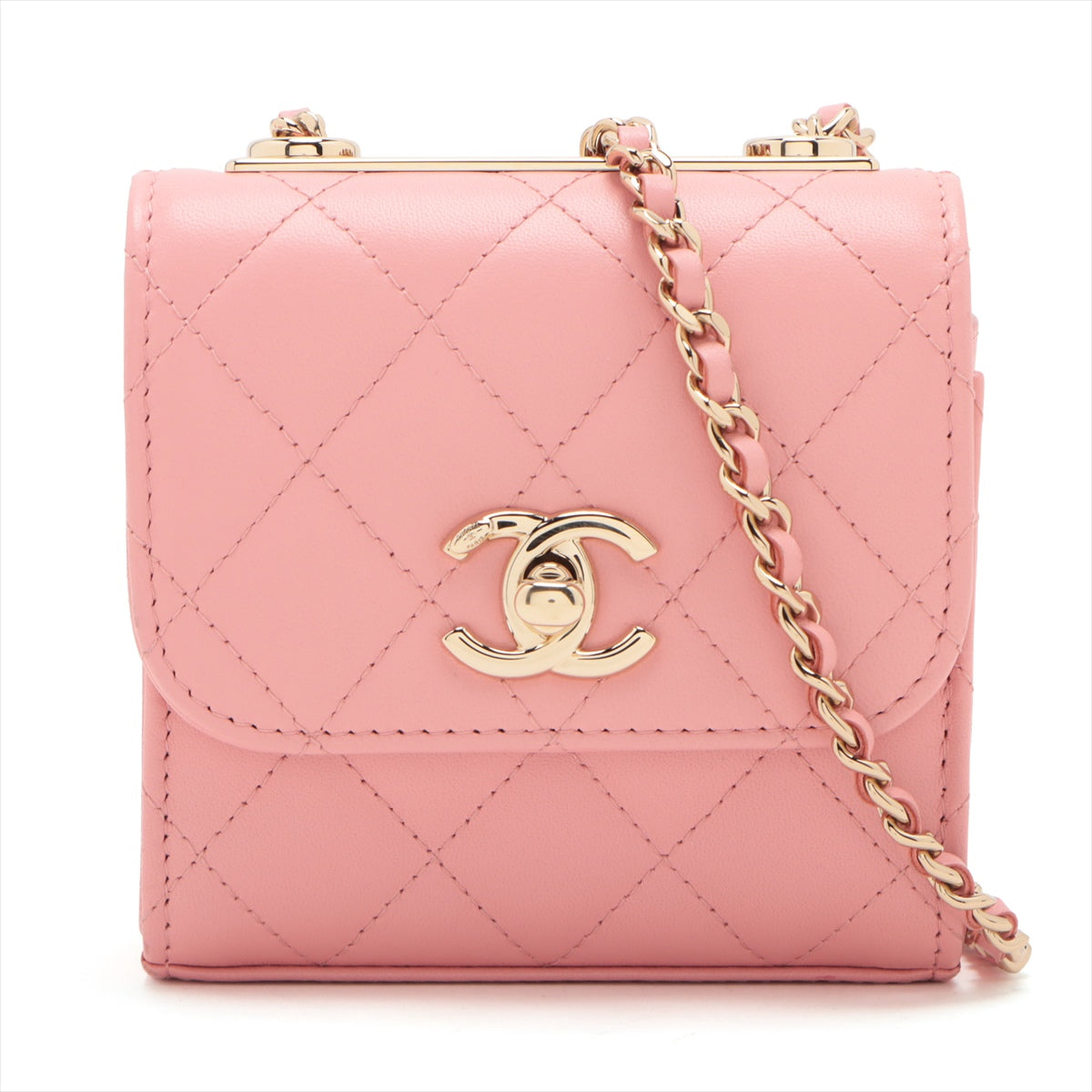Chanel Mini Mini Matelasse Lambskin Single flap single chain bag Pink Gold Metal fittings 27th A81633