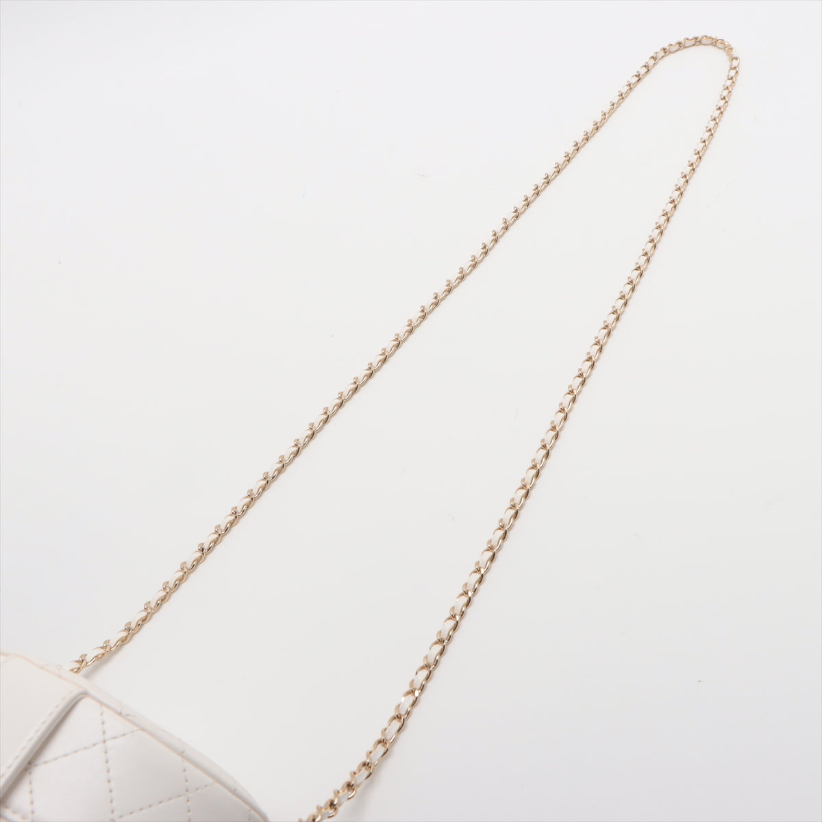 Chanel Matelasse Lambskin Chain shoulder bag Vanity White Gold Metal fittings 31st