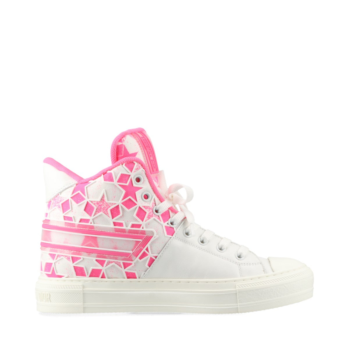 Christian Dior Leather x fabric High-top Sneakers EU37 Ladies' White x pink WALK'N'DIOR STA Star Replacement string box There is a bag