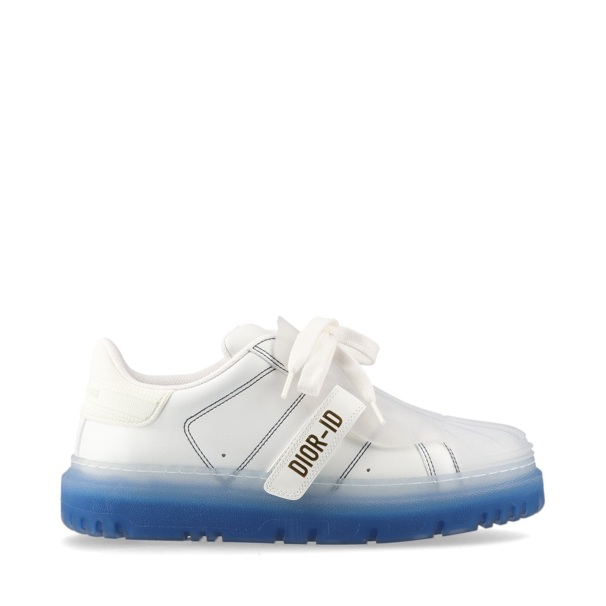 Christian Dior DIOR-ID Leather × Rubber Sneakers 36.5 Ladies' Blue x white Replaceable cord There is a storage bag