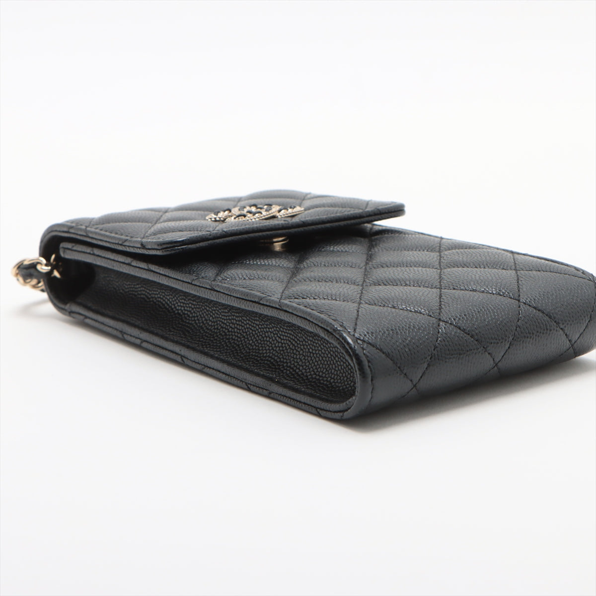 Chanel Matelasse Caviarskin Chain shoulder bag phone case Black Gold Metal fittings 32 series