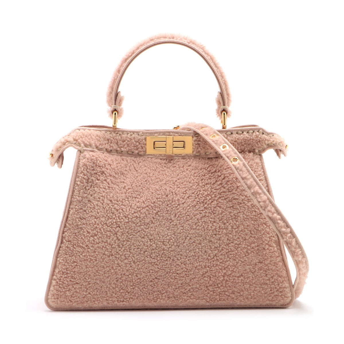 Fendi Peek-a-boo ICU Co., Ltd. Medium Mouton 2 Way Handbag Pink 8BN321