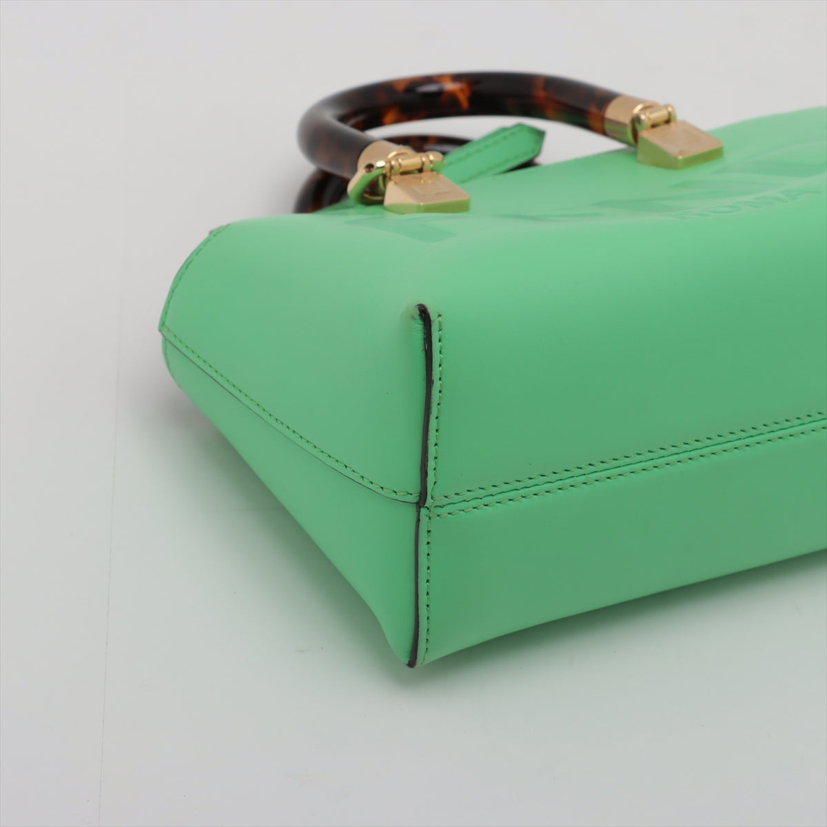 Fendi By The Way Mini Leather Handbag Green 8BS067 Strap shortage
