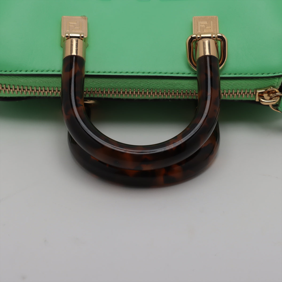 Fendi By The Way Mini Leather Handbag Green 8BS067 Strap shortage