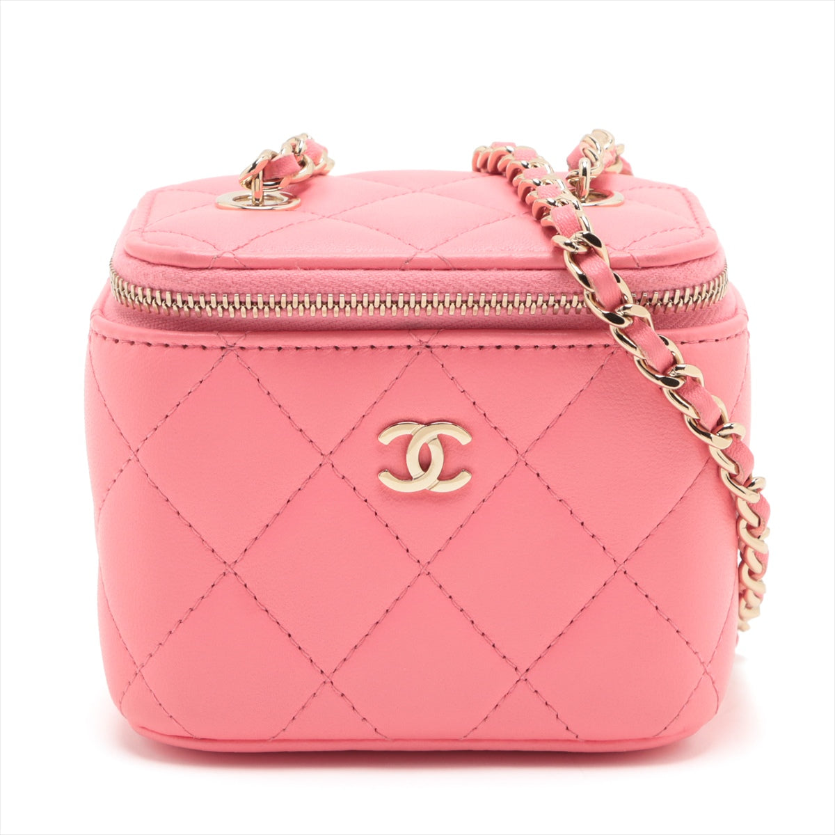 Chanel Matelasse Lambskin Chain shoulder bag Vanity Pink Gold Metal fittings 32 series